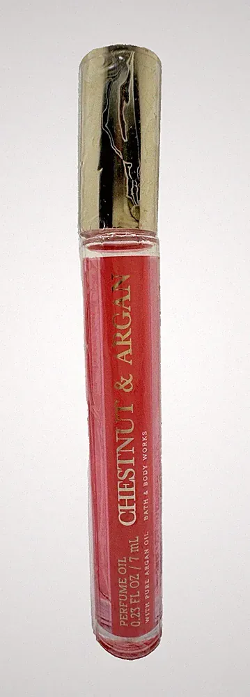 Bath & Body Works Chestnut & Argan Perfume Oil Rollerball 0.23 *Lid Crooked*