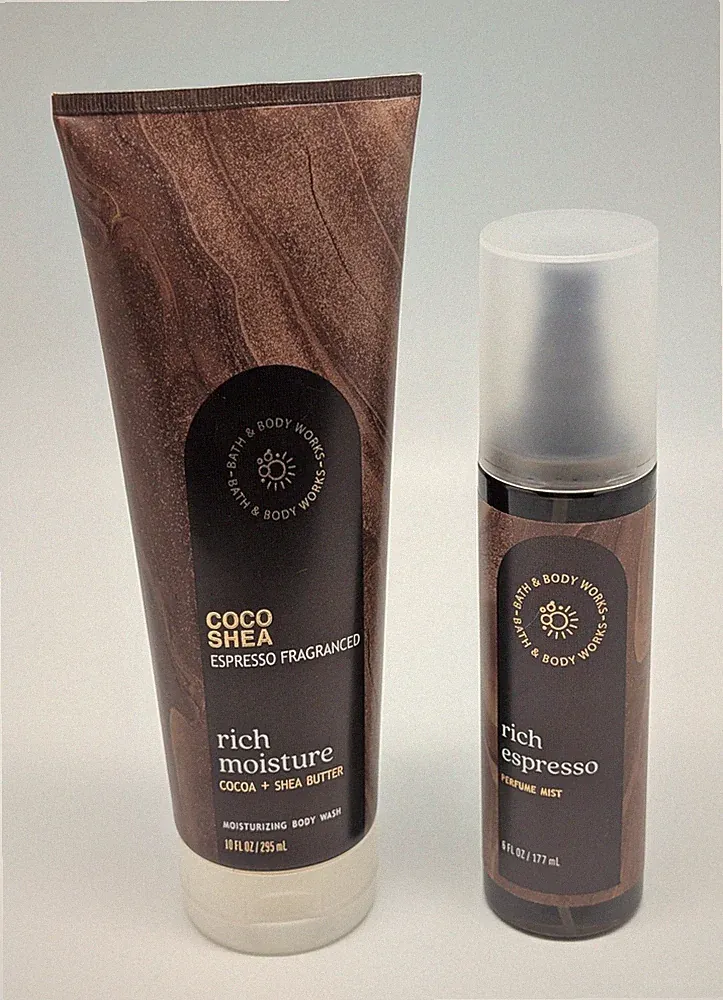 Bath & Body Works Coco Shea Espresso Scent Body Wash& Rich Espresso Perfume Mist