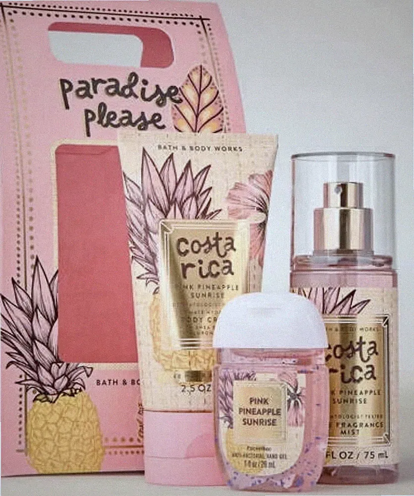 Bath & Body Works Costa Rica Pink Pineapple Sunrise Gift Set 3 pieces See Descri