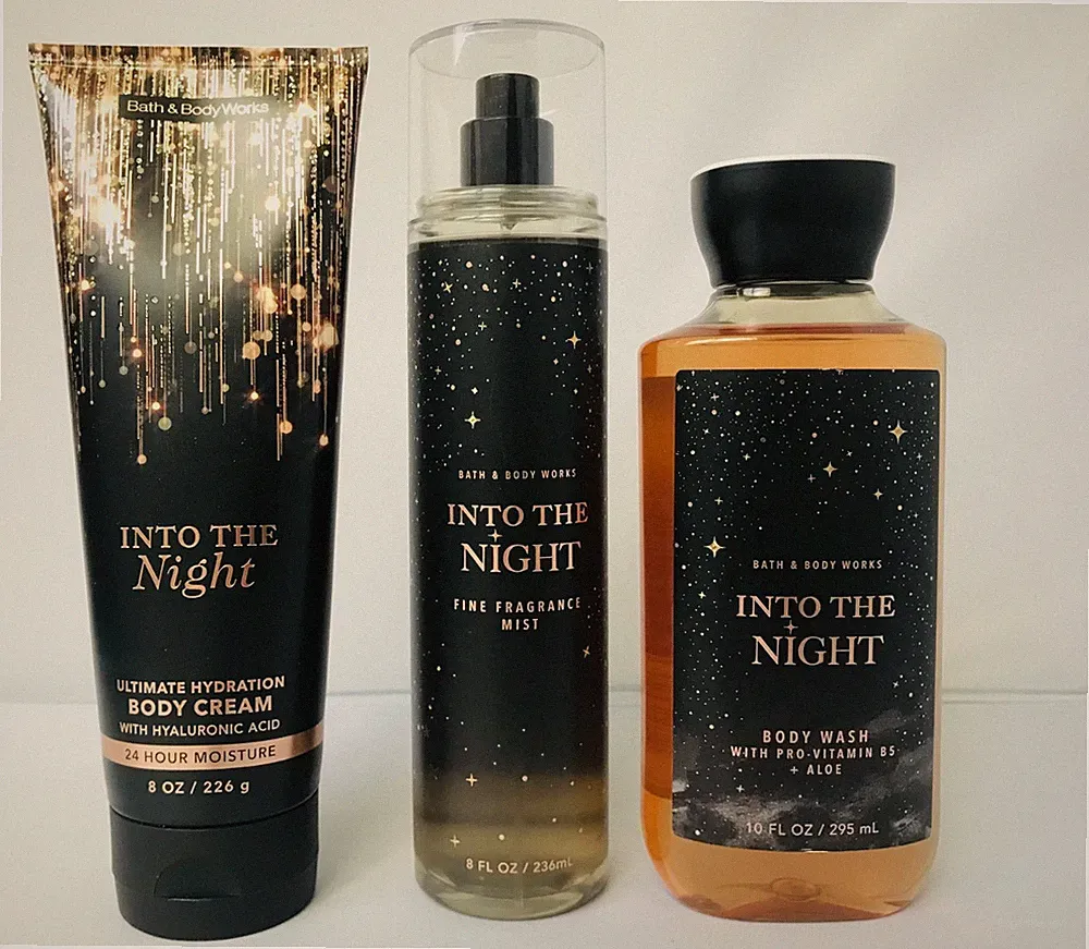 Bath & Body Works INTO THE NIGHT Fragrance Mist Body Cream Wash SET OF 3 NW