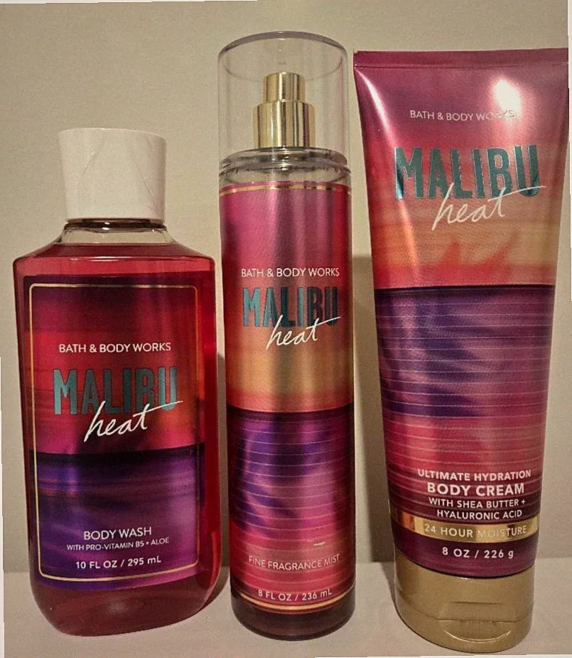 Bath & Body Works Malibu Heat Fine Fragrance Mist, Body Cream & Body Wash-3 Pc.
