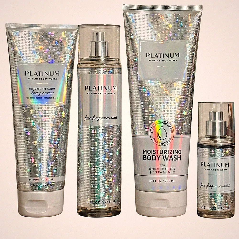 Bath & Body Works PLATINUM Gift Set Wash, Mist, Cream, Gift Bag (5-PIECE)
