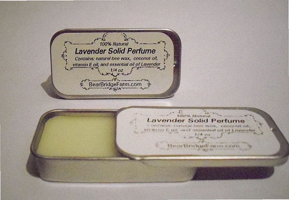 Bear Bridge Farm Lavender Solid Perfume, Aroma-in-a-tin w. Essential Oil, 1/4 oz