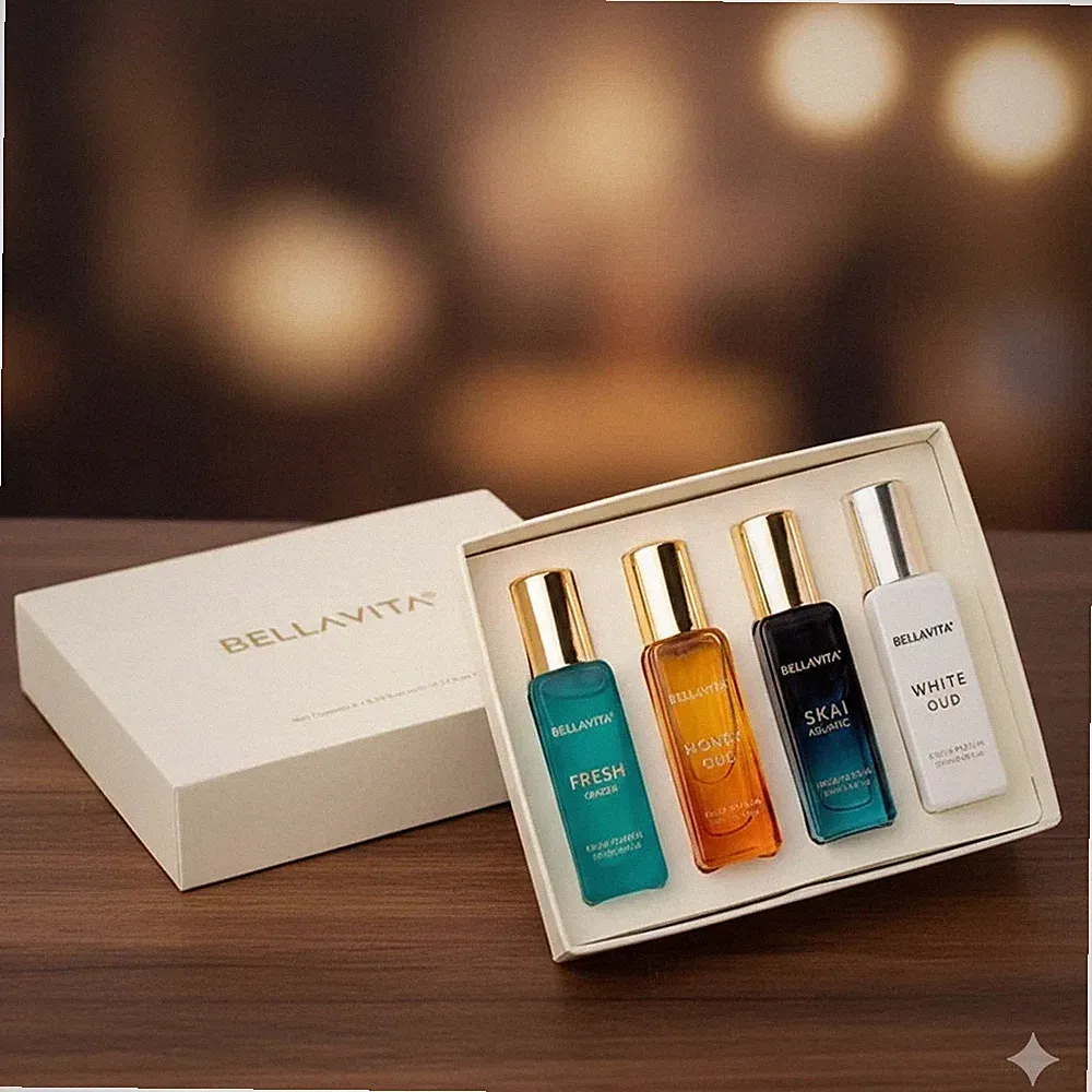 bella vita Unisex Perfume Gift Set - (4 x 20ml) Woody, Aquatic & Sweet Fragrance