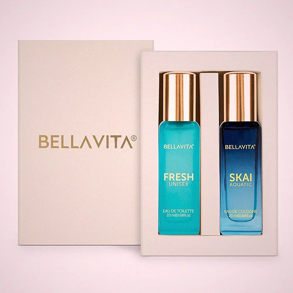 BELLAVITA Skai Aquatic EDC & Fresh EDT Long Lasting 2x20ml Perfume for Unisex