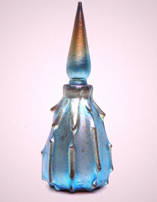 Blue Luster Studio Art Glass Perfume Bottle Saul Alcaraz Iridescent DRIP Design
