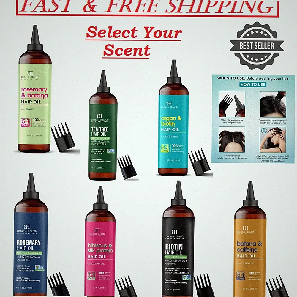 Botanic Hearth Oil for Hair, Non GMO Verified (6.7 fl oz) - Select Your Scent.