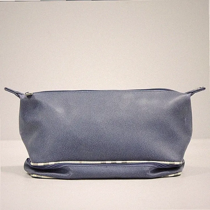 Burberry Fragrance Navy Nova Check Pouch Bag Vanity Bag Double Stack/ Rare
