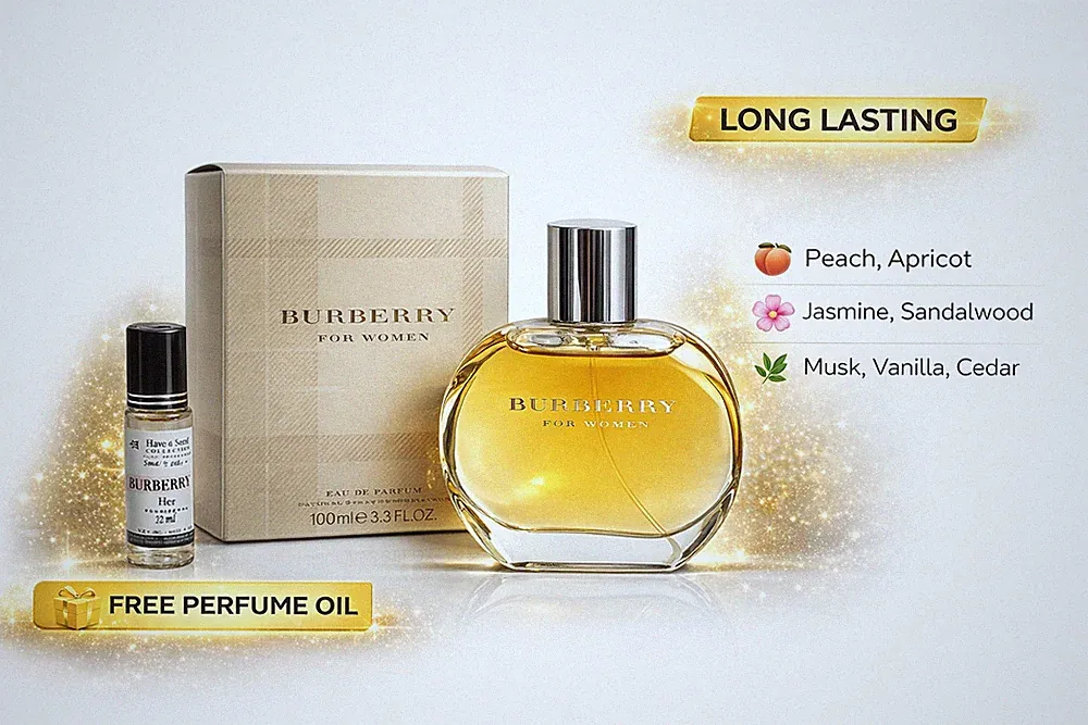 Burberry Women EDP 100ml Spray + Free Perfume Oil Gift 🎁 Long Lasting Fragrance
