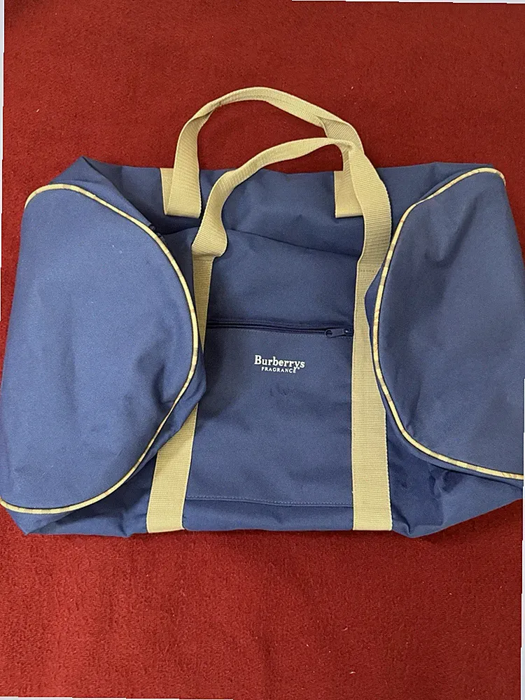 Burberrys Fragrance Blue Duffle Bag 20”x12” – Travel/Gym Tote – Vintage