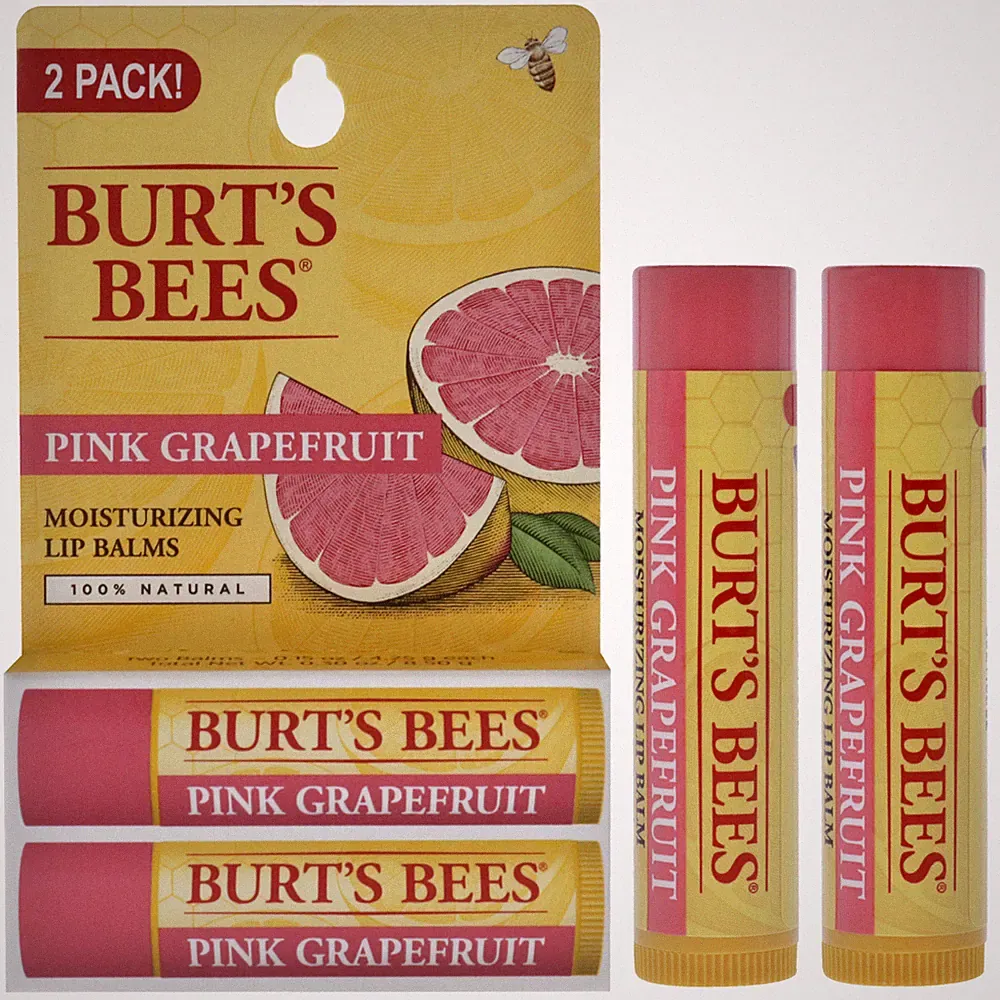 Burts Bees Pink Grapefruit Moisturizing Lip Balm Twin Pack 2 x 0.15 oz