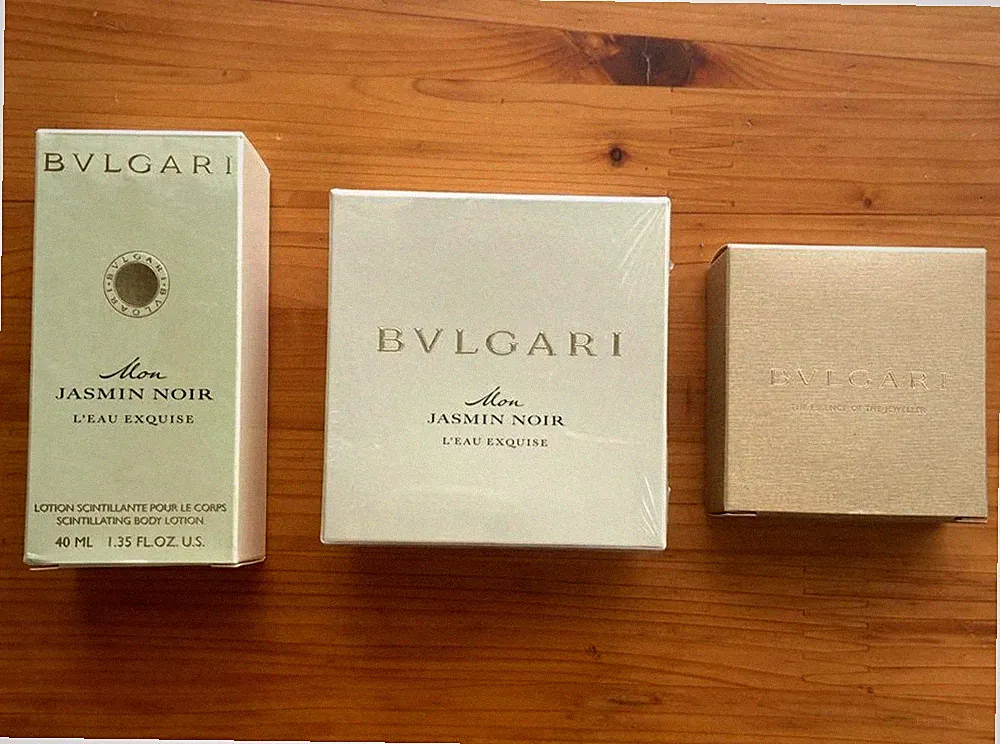 Bvlgari Mon Jasmin Noir L'eau Exquise Solid Perfume Body milk Soap Set Sealed*