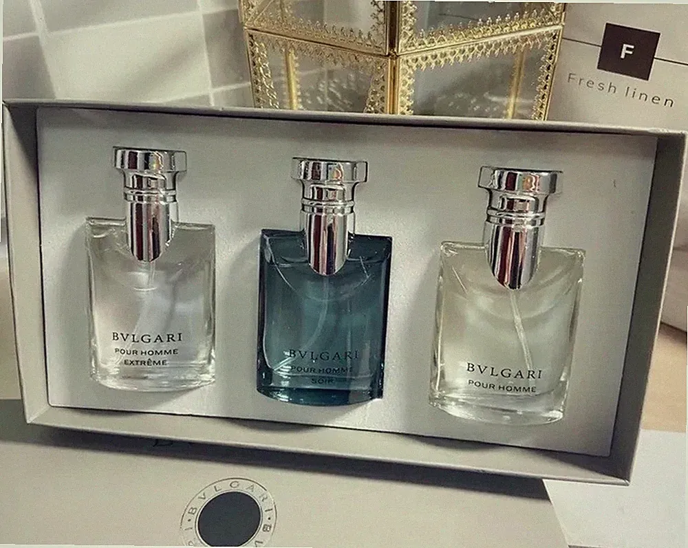 Bvlgari Pour Homme Gift Set 3 x 1 oz Eau de Toilette Perfume for Men New In Box