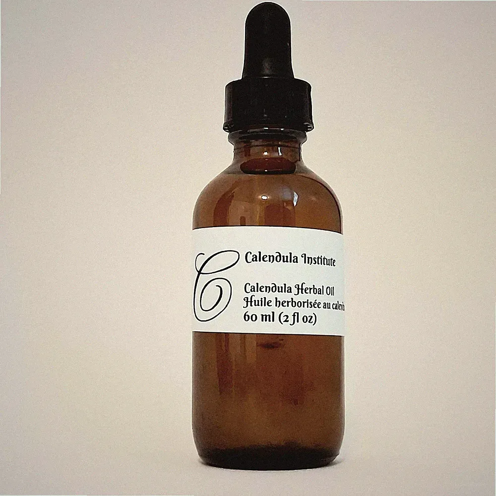 Calendula Institute Massage Calendula Herbal Oil (2 fl oz glass bottle)