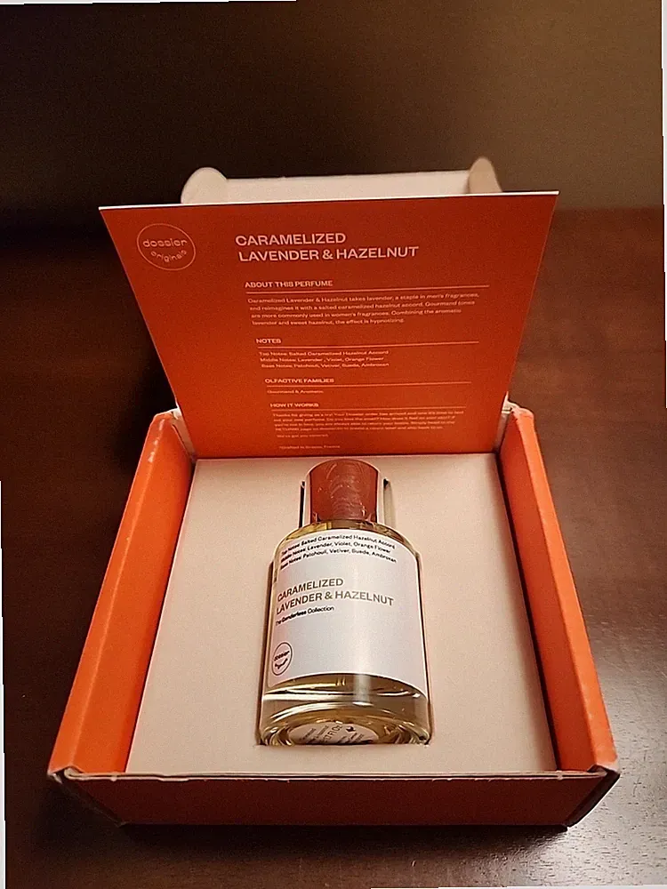 CARMELIZED LAVENDER & HAZELNUT Dossier fragrance unisex mens or womans perfume