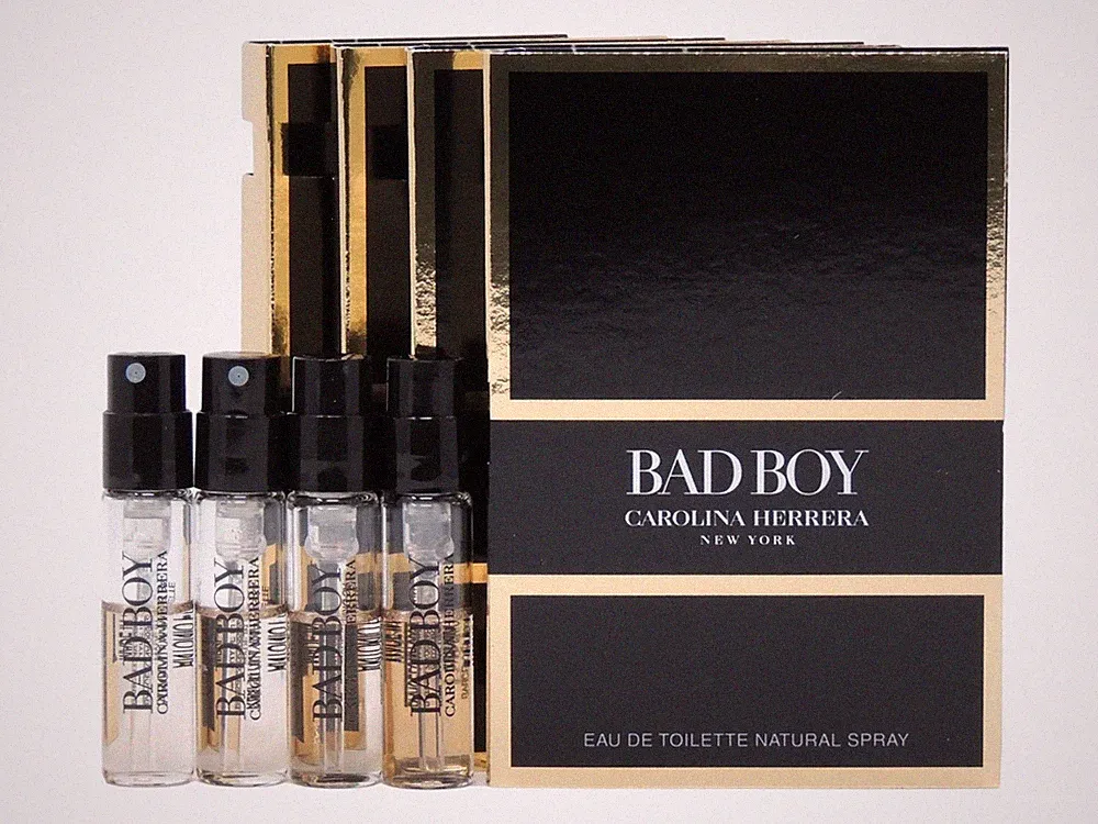 CAROLINA HERRERA BAD BOY EDT 1.5ml .05fl oz x 4 COLOGNE SPRAY SAMPLES