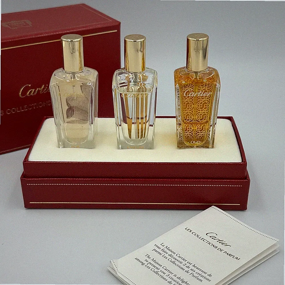 Cartier Perfume Gift Set Pur Magnolia, L'Heure Brillante, Oud and Ambre 3×15 mL