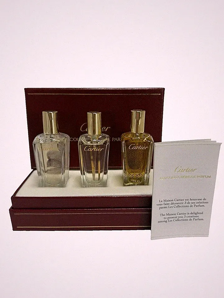 Cartier Perfume Gift Set Pur Magnolia, L’Heure Diaphane, Oud and Ambre 3×15 mL