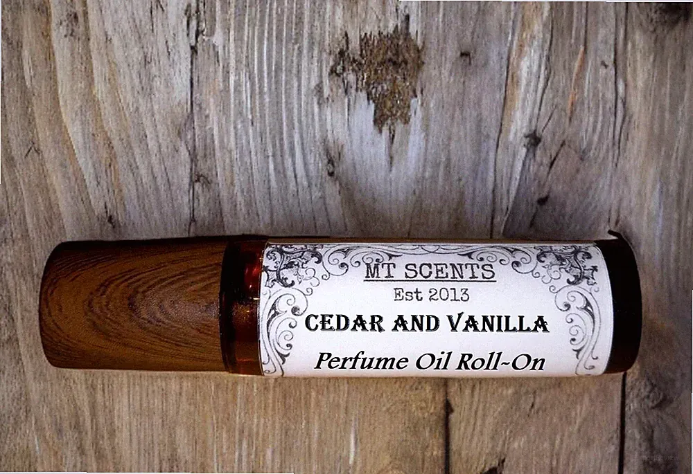 Cedar and Vanilla Roll On Perfume Oil 10ml | Warm Woodsy Sweet Scent Gift