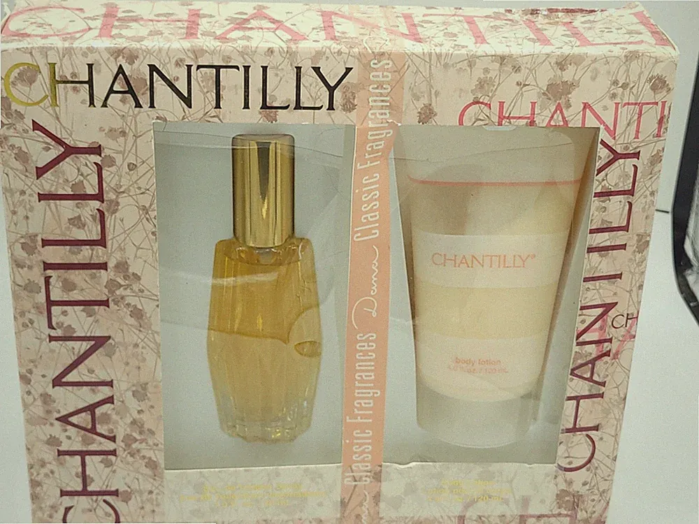 Chantilly Eau De Toilette Perfume Spray 1.0 FL Body Lotion 4.0 Oz Set Vintage