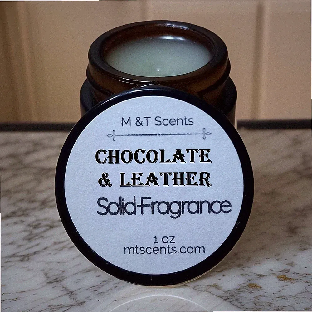 Chocolate and Leather Solid Perfume Balm 1oz | Sweet & Bold Scent Gift