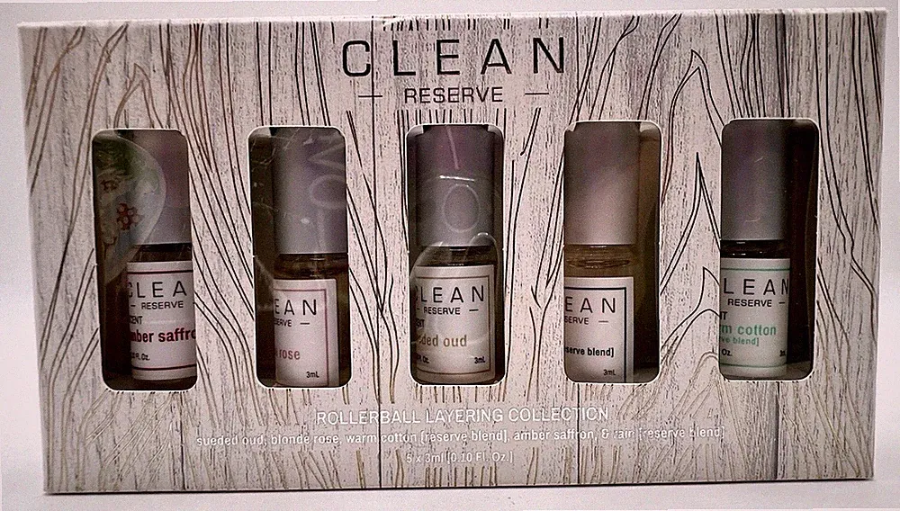 CLEAN Reserve 5pc Rollerball Perfume Set 3mL Ea. BNIB Discontinued Scents SEALED