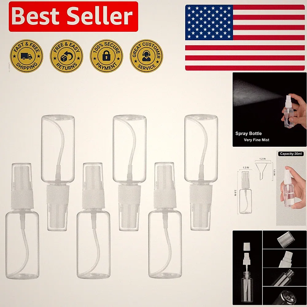 Clear 30ml Travel Spray Bottles - 6 Pack with Funnels for Beauty & Personal Care