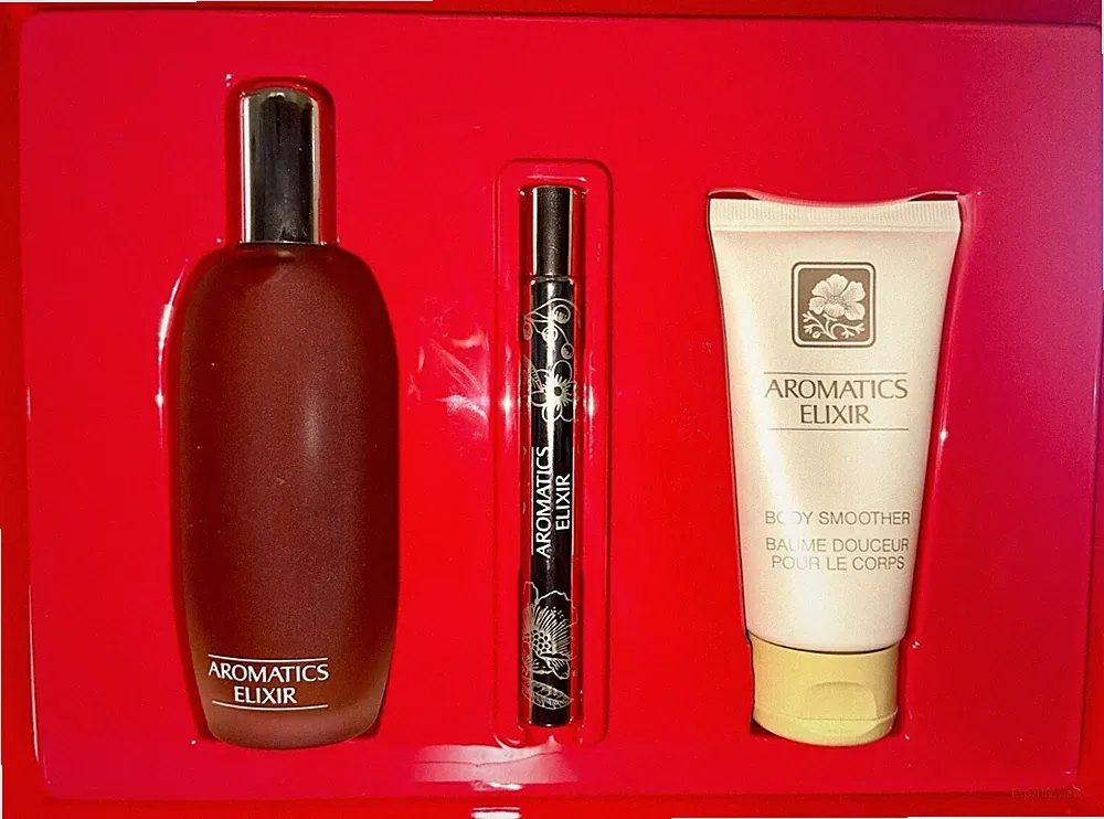 CLINIQUE Aromatics Elixir Perfume Spray 100ml + 10ml + Body Smoother 2.5 Oz