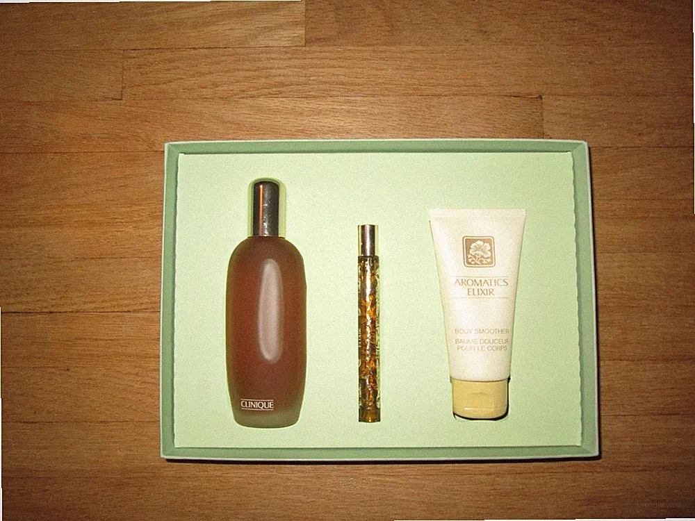 CLINIQUE Aromatics Elixir Riches 3 Pc. Gift Set ~ Perfume Spray, Body Smoother