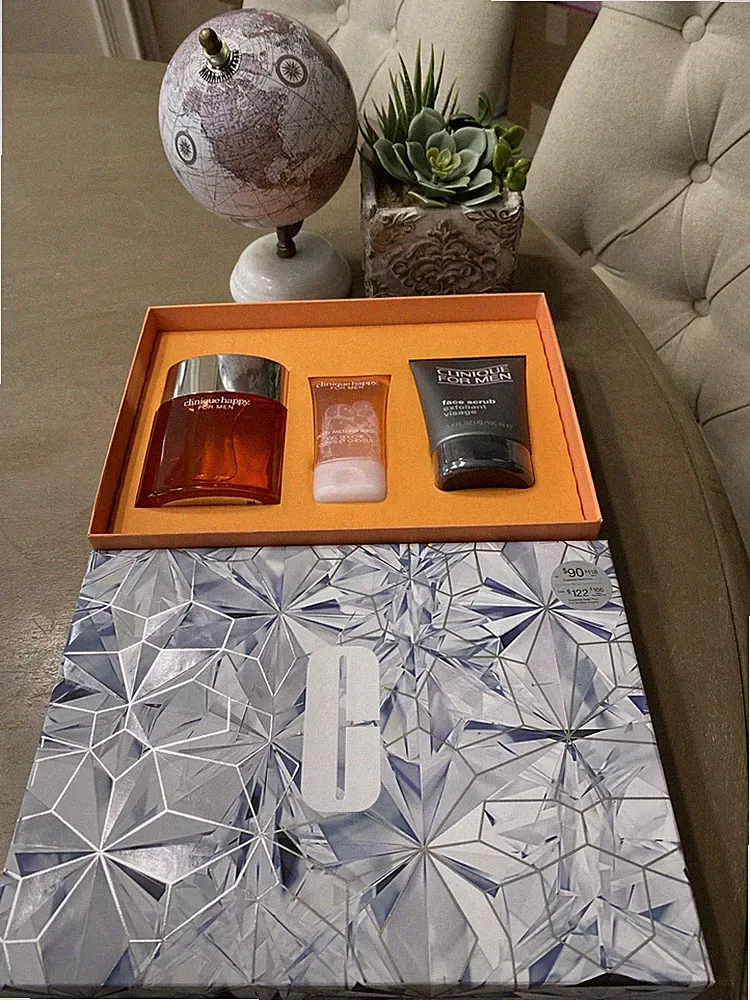Clinique Happy For Him 3-pc Gift Set Men Fragrance 3.4 oz+Scrub+Body/Hair Wash