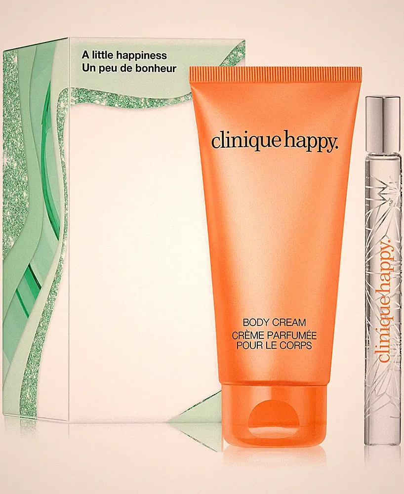 Clinique HAPPY Perfume Spray & Body Cream Moisturizer Lotion 2-Pc Set New in Box