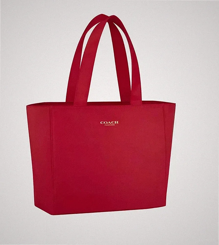 Coach Fragrance Red Shimmery Tote Bag Travel Handbag Shopper Purse New