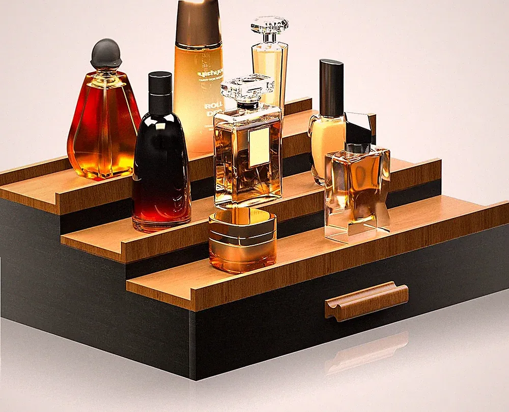 Cologne Organizer for Men 3 Tier of Cologne Display with Drawer Storage