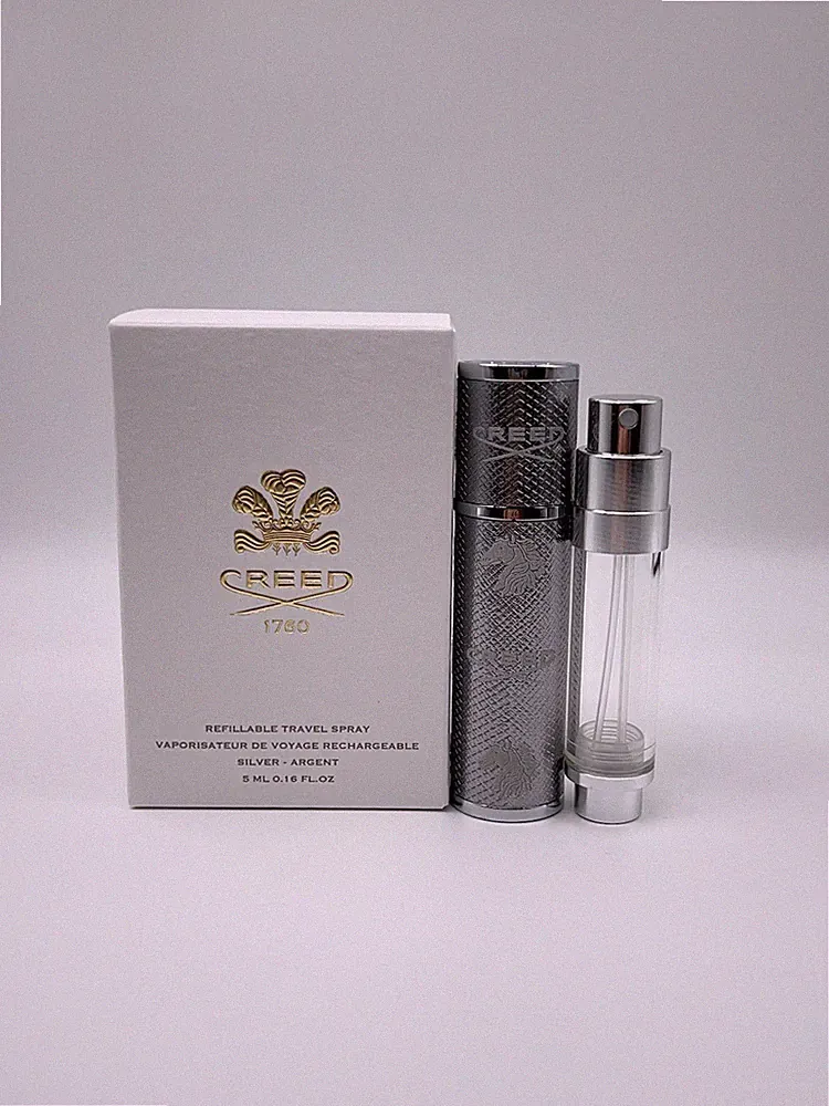 Creed Silver / Argent Refillable Travel Spray Perfume Atomizer 0.16oz / 5ml New