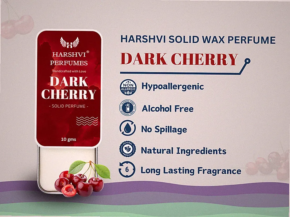 Dark Cherry Solid Wax Perfume | Unisex | No Alcohol | Tangy Sweet Fruity Scent