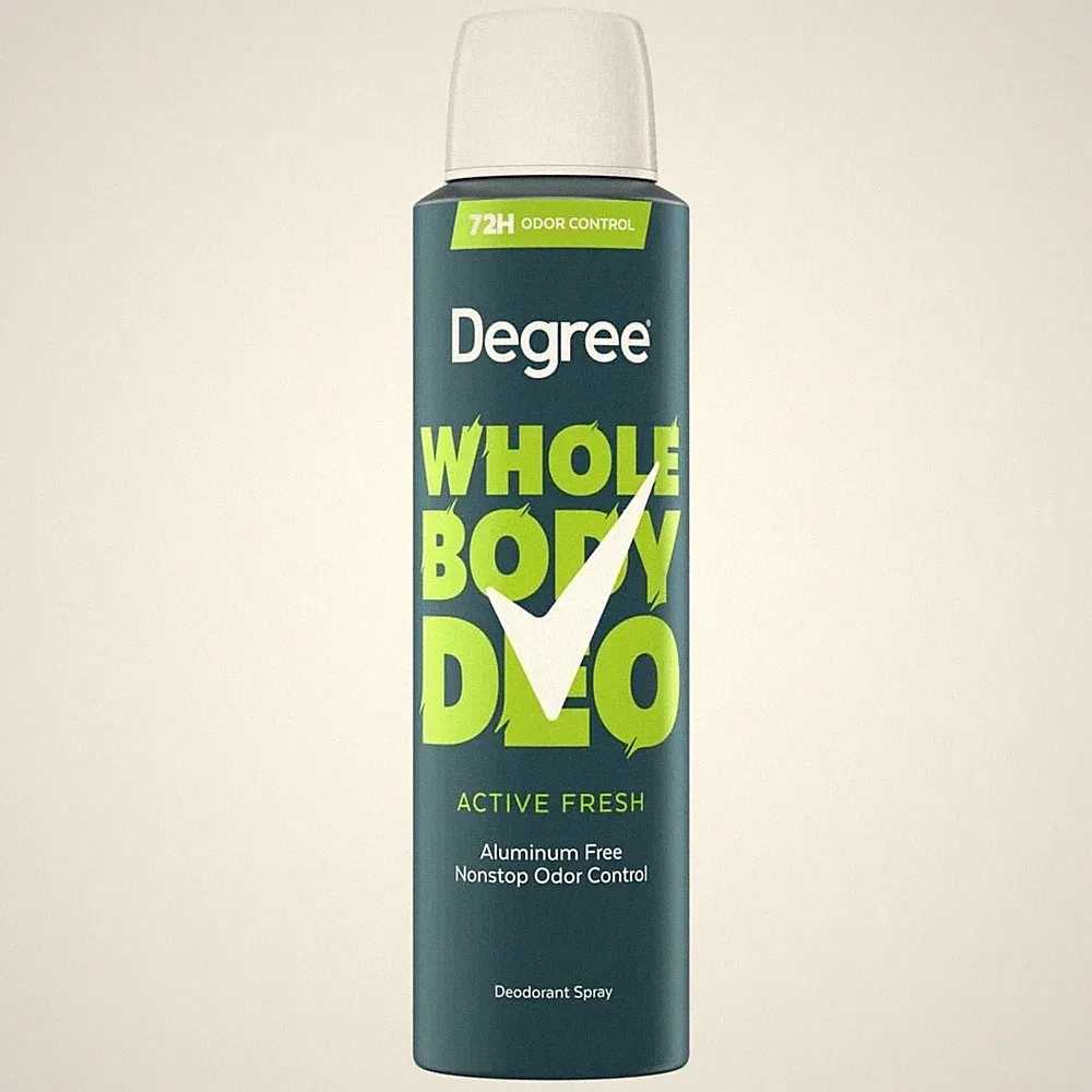 Degree Men Whole Body Deodorant Spray for Men Active Fresh Scent, ALUMINUM FREE