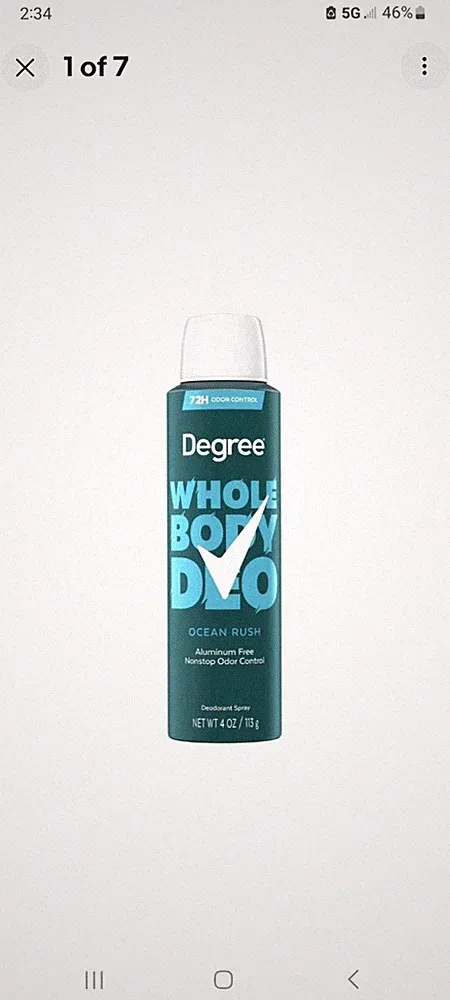 Degree Men Whole Body Deodorant Spray for Men, Ocean Rush Scent, Aluminum Free