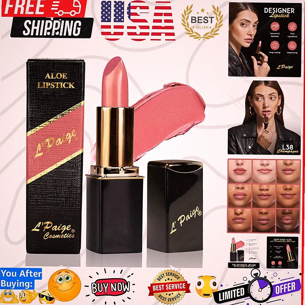 Designer Lipstick – Champagne Soft Rose-Nude, Aloe Vera-Based Moisturizing Fo...