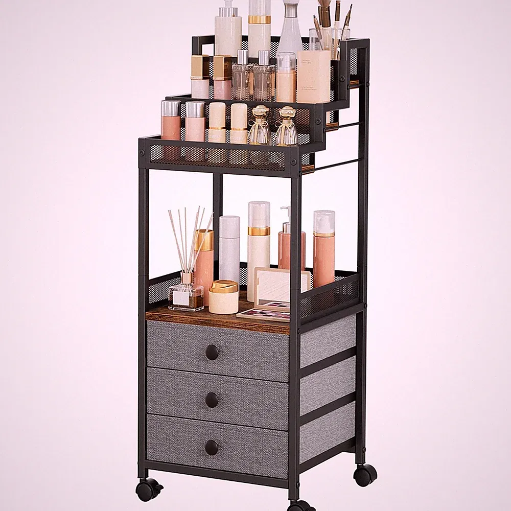 Display Riser Stand Perfume Cologne Organizer, 13in Rolling Makeup Storage Ca...