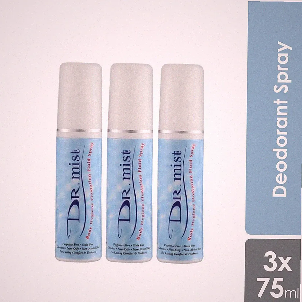 Dr Mist Natural Aluminum Free Deodorant Spray 50ml X 3bottles Removes Body Odor