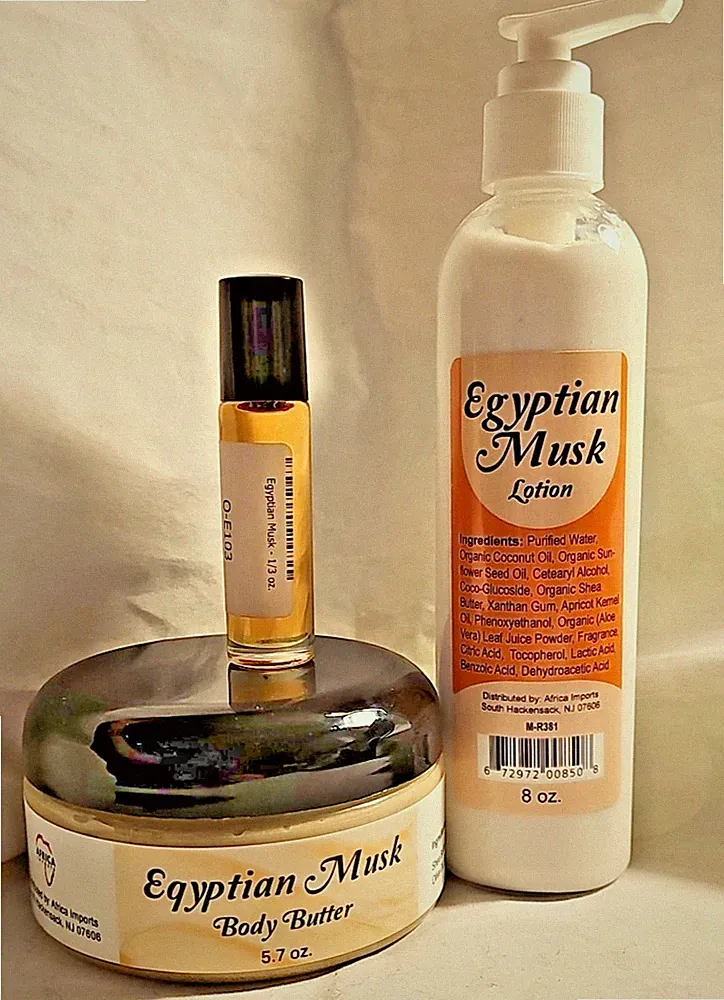 Egyptian Musk Lotion 8oz, BodyButter 5.7oz & Rollerball Fragrance Oil 1/3oz Trio