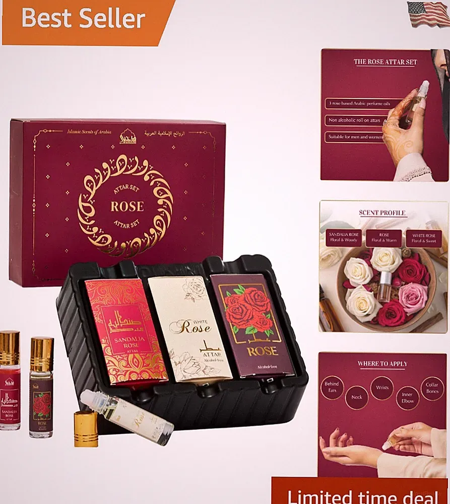 Elevate Your Scent with Rose Attar Oil Set - 3 x 6ml Ethically Crafted Blends