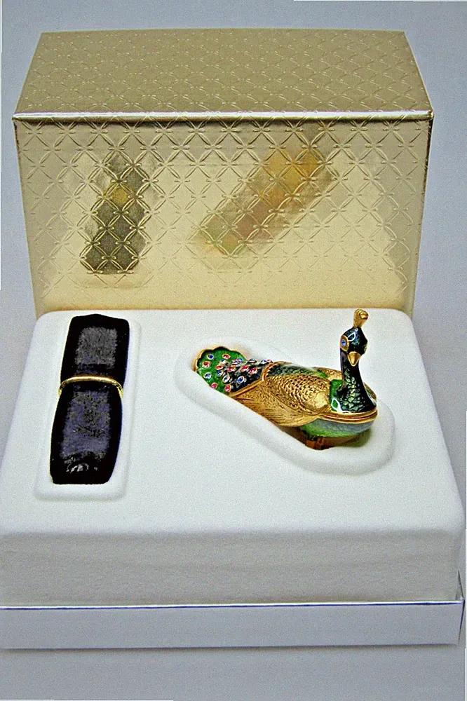 Estee Lauder Solid Perfume 2003 Pleasures Precious Peacock Swarovski Crystals