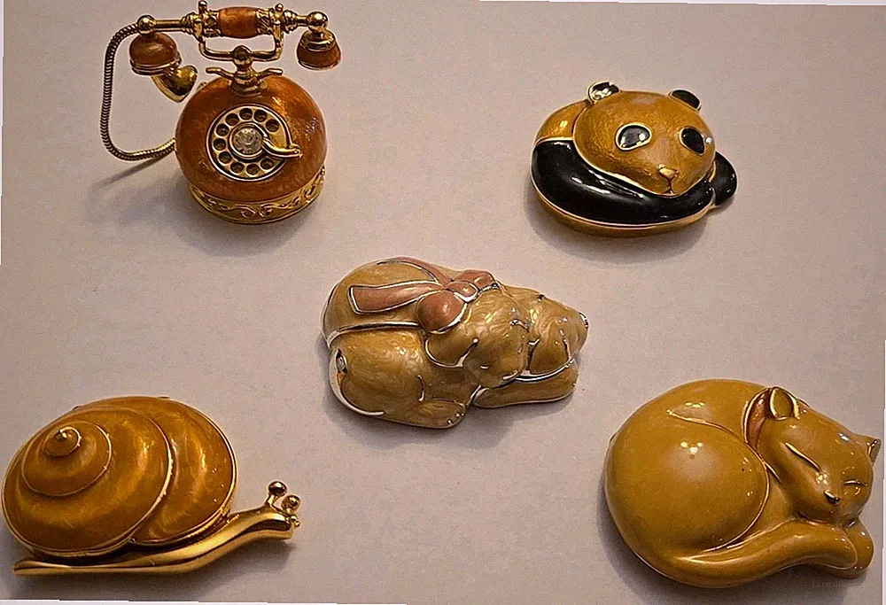 Estee Lauder Solid Perfume Empty Compact Enameled trinket boxes Lot Of 5