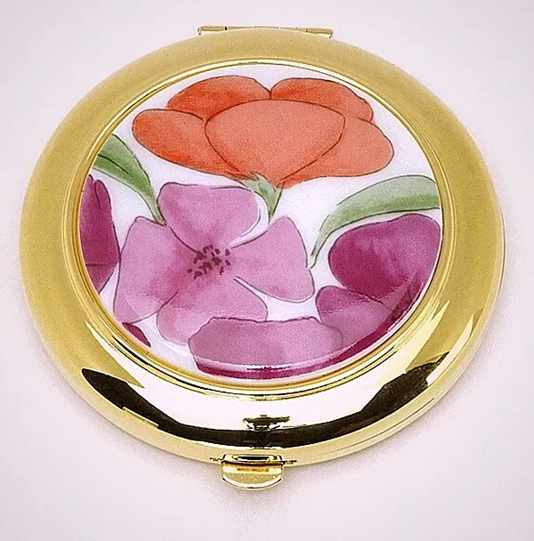 Estee Lauder Solid Perfume Powder Compact - "Fresh Flowers" Mint Condition