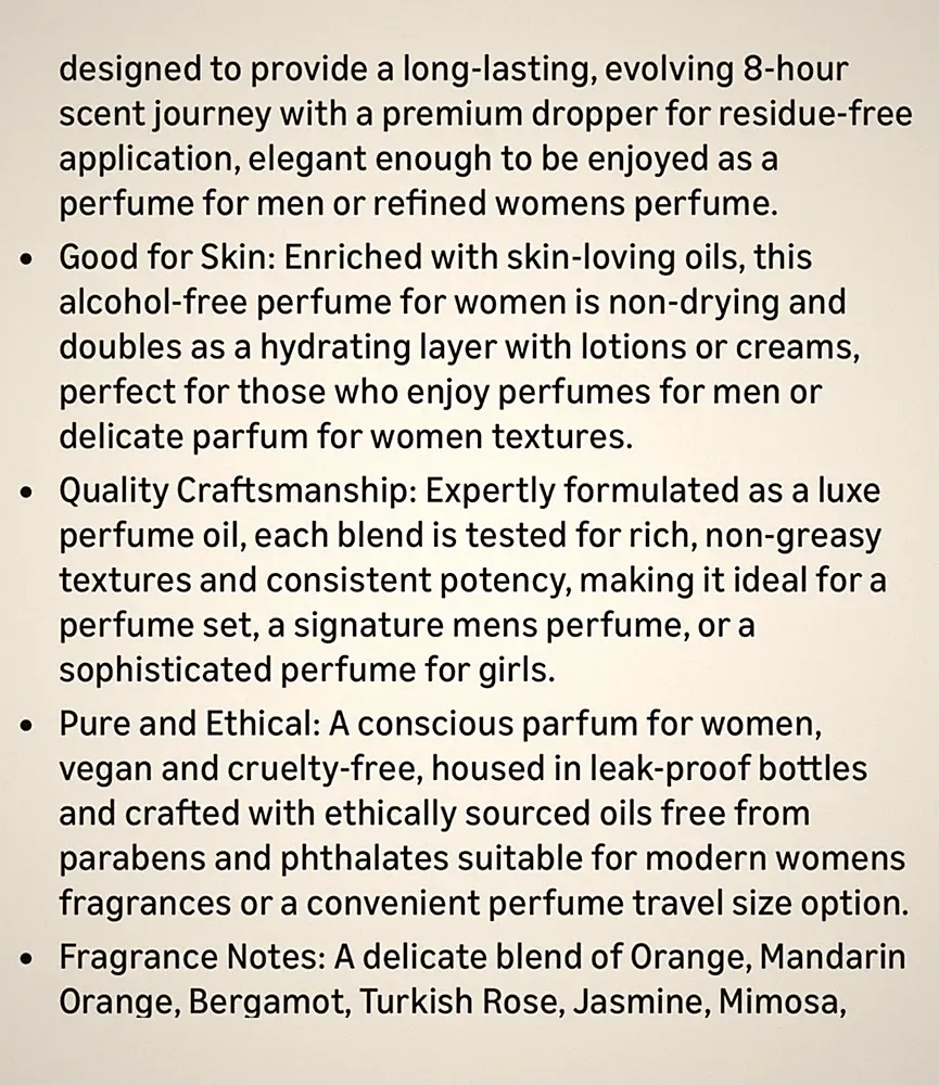 Eternal Turkish Rose Perfume Oil 30 ml Alcohol-Free Vegan Fragrance