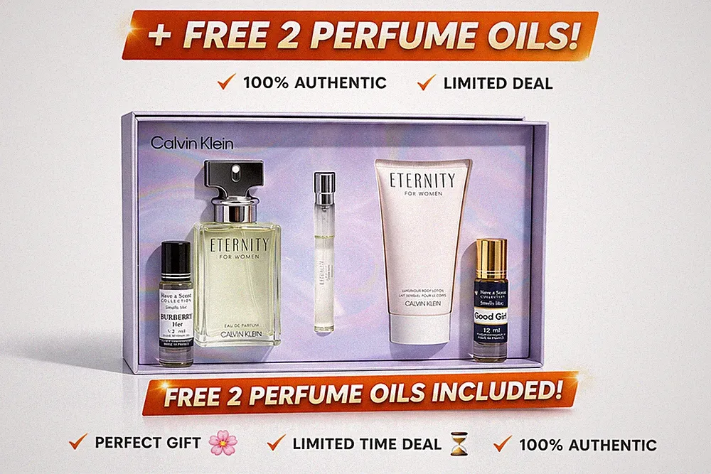 ETERNITY WOMEN GIFT SET + FREE 2 PERFUME OILS 💎