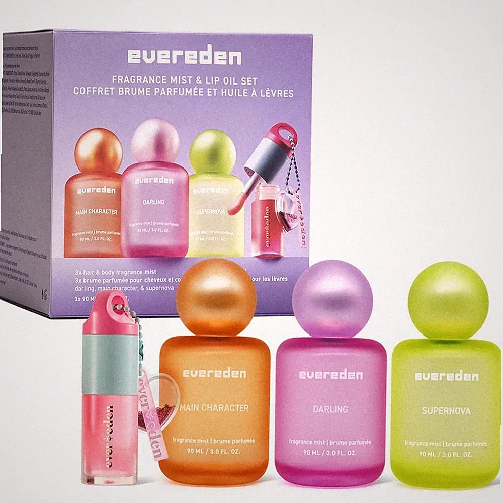 Evereden Kids Fragrance Gift Set 3 Hair & Body Mists + Tinted Lip Oil Clean