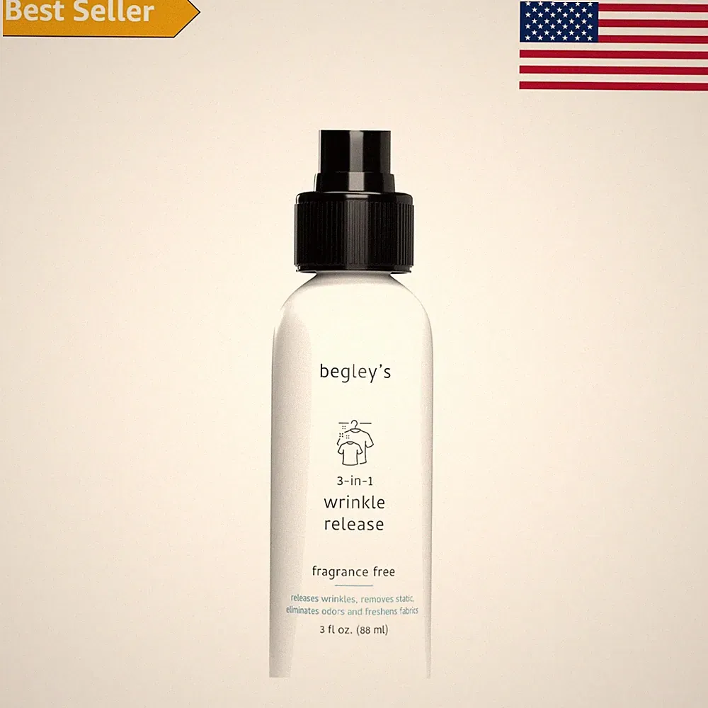 Fragrance-Free Wrinkle Release & Fabric Refresher Spray – 3 oz Travel Essential