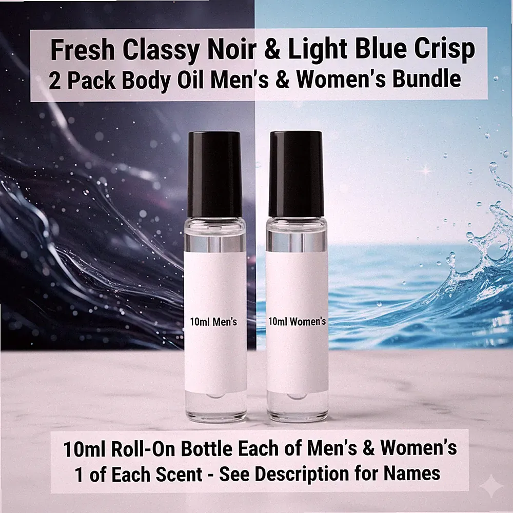 Fresh Classy Noir & Light Blue Crisp 2 Pack 10ML RollOn Perfume Body Oil Bundle